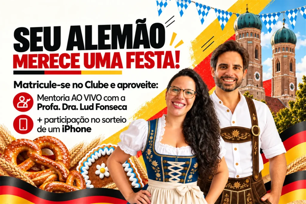 Arte da promoção Oktoberfest do Clube de Alemão: seu alemão merece uma festa